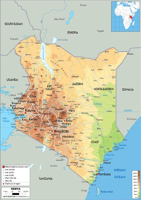Kenya Map (Physical) - Worldometer