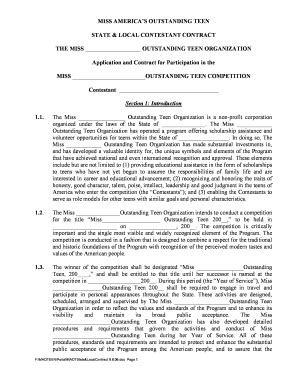 Fillable Online Miss bJohnston Countyb Outstanding Teen Application Fax ...