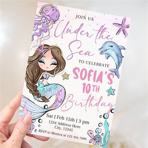 Free printable mermaid party invitations, Download Free printable ...