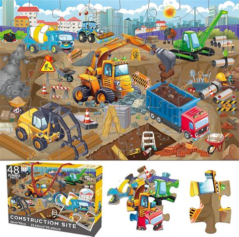 Amazon.com: Jadeso 48 Pieces Jumbo Floor Puzzles for Kids ages 3-5 ...
