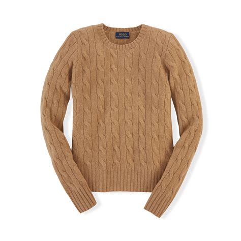 Lyst - Ralph Lauren Cable-knit Cashmere Sweater in Brown