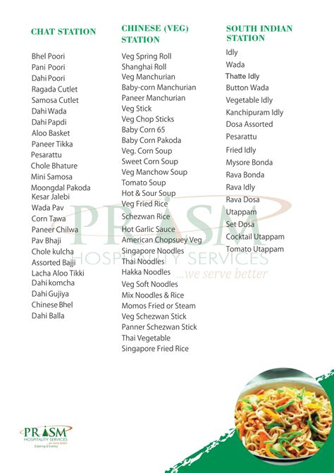 Delicious Veg Menus in Hyderabad | Prism Hospitality Services Pvt Ltd