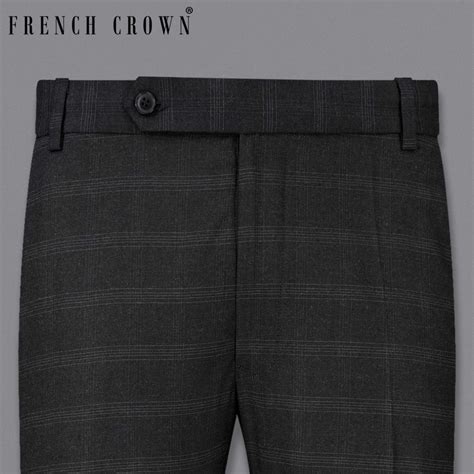 Thunder Black Checks-Plaid Regular Fit Terry Rayon Pant For Men