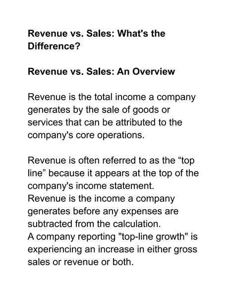 SOLUTION: Revenue vs sales what s the difference - Studypool