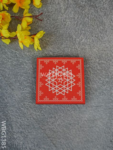 Laminated Manai - Aishwarya Kolam Design - 4 inch x 4 inch - WBG1385 ...