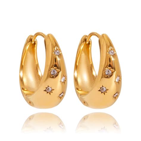 Louise Gold Rhinestone Hoop Earring – litmusindia