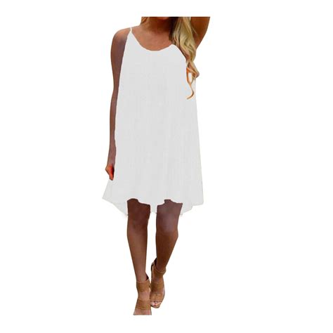 jsaierl Beach Dresses for Women Spaghetti Strap Back Howllow Out Summer ...