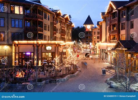 Alpine Village at Night, Mammoth Mountain, California Editorial Stock ...