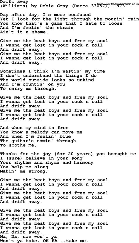 Bruce Springsteen song: Drift Away, lyrics