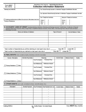 Irs Form 433 F Mailing Address - Fill and Sign Printable Template Online