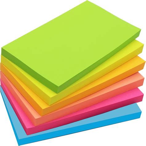 KIFZM 480 Sheets Large Sticky Pads, 76 x 127 mm 6 Brilliant Colors ...