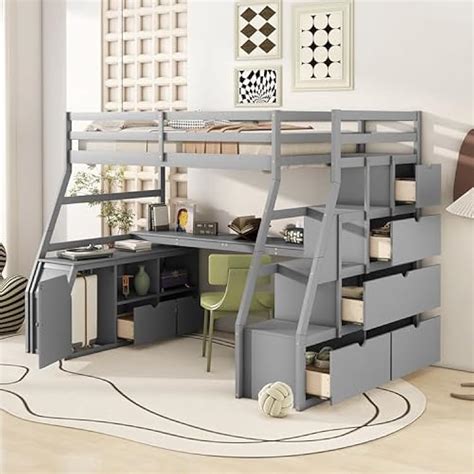 Bellemave Twin Size Loft Bed with Stairs and Desk, India | Ubuy