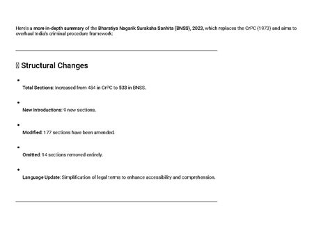 BNSS 2023 Overview: Key Changes in Criminal Procedure Framework - Studocu