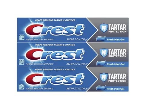 Crest Tartar Protection Fresh Mint Toothpaste Gel 5.7 Oz - Pack of 3 ...