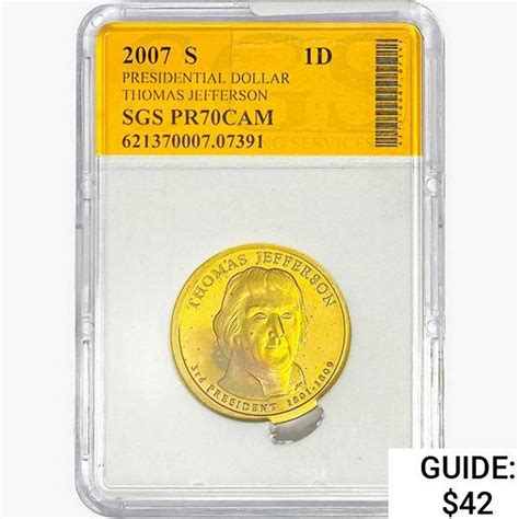 2007-s Jefferson Dollar Sgs Pr70 Cam - Mar 22, 2024 | Gold Standard ...