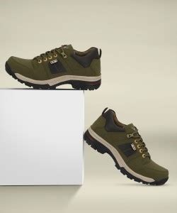 Shoe Island Green Leather Rough Military Ankle Length Hiking Trekking ...