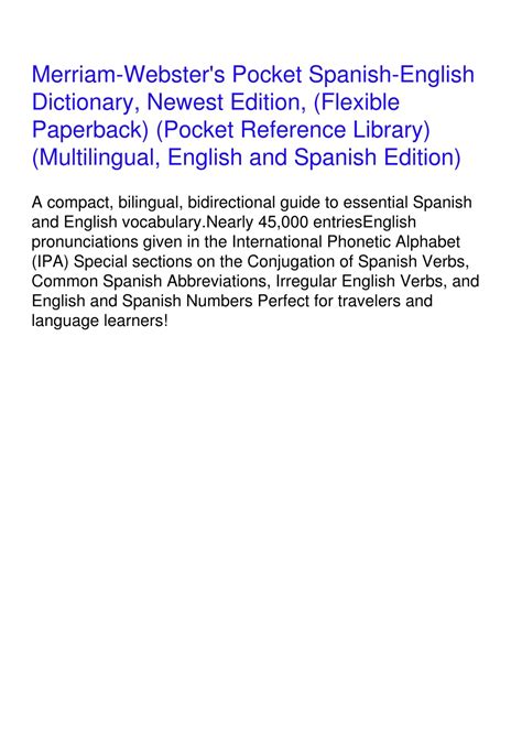 PPT - Pdf Ebook Merriam-Webster's Pocket Spanish-English Dictionary ...