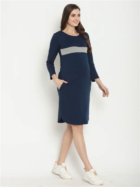 Half Sleeves Maternity Casual A-line Dress - Maroon