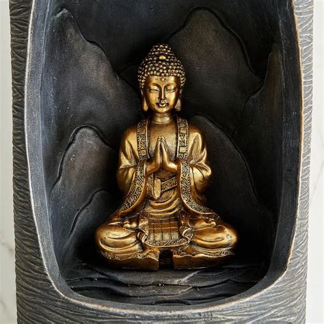 Buy Alpine Modern Polyresin Buddha in Cave Water Fountain - 19.5x49cm ...