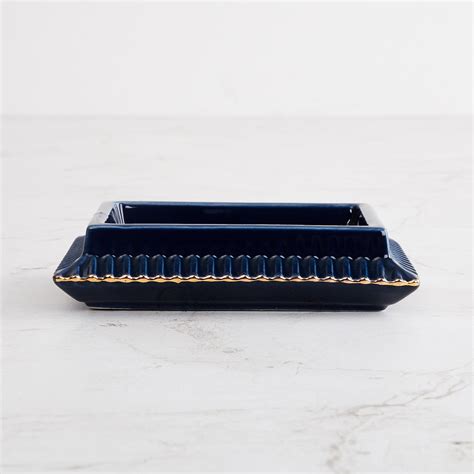 Buy Art of Asia-Pagoda Pride Simone Blue Solid Ceramic Soap Dish from ...