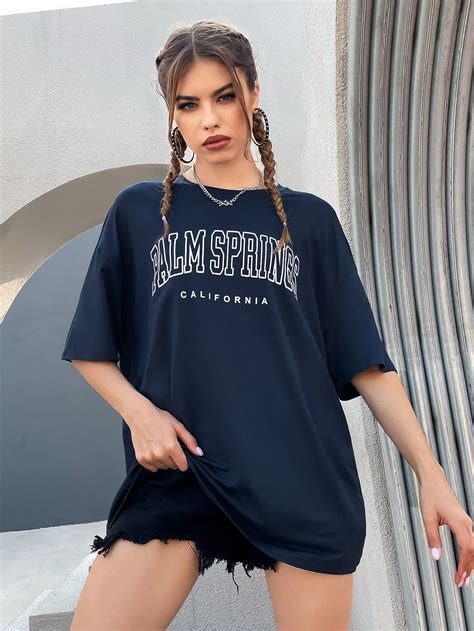Letter Graphic Drop Shoulder Oversized Tee in 2025 | Oversized tee ...