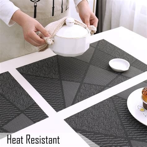 Abstract Black PVC Dining Table Mats | HOKIPO – HOKIPO | Har Ghar ka ...