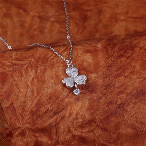Silver-stone-studded Heart Flower-charm Pendant With Chain – Eri Silvers