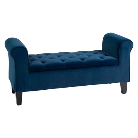 MTK WOOD PLAZA Button-Tufted Storage Ottoman, Fabric Upholstered Bench ...