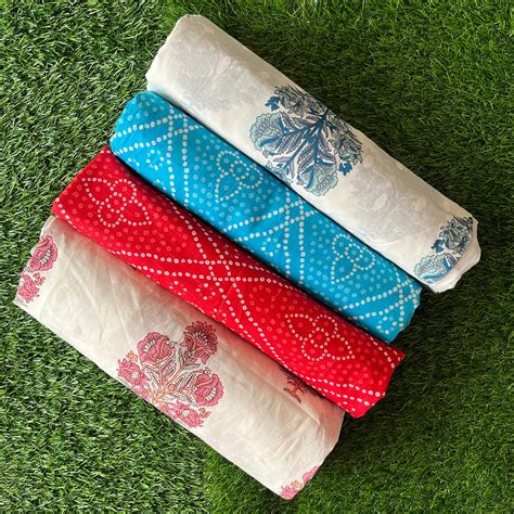 Pure cotton unstitched kurtis (pack of 4) (2.5 meters in one design ...
