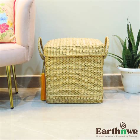 Laundry Basket with Lid | LuxeBox Kauna Grass Storage | EarthNWe ...