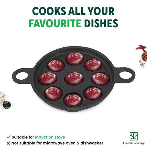 Super Smooth 9 Pit/Cup Cast Iron Paniyaram/Appe Pan+ Free Spatula, Pre ...