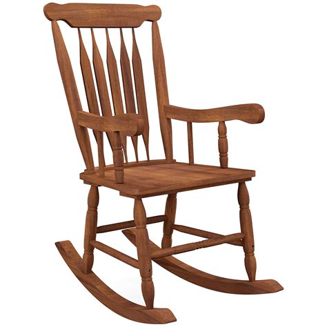 Outsunny 350 lbs Outdoor Wood Rocking Chair with High Back for Patio ...