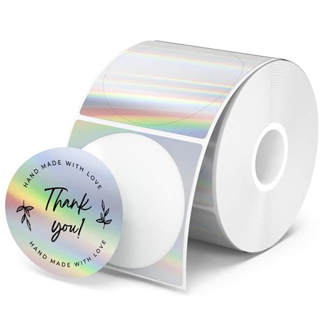 Munbyn 2 Circle Holographic Thermal Labels Round Printable Rainbow ...