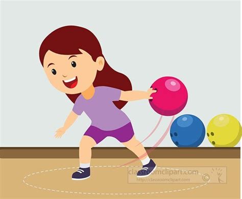 Bowling Clipart-girl preparing to throw bowling ball down alley clipart