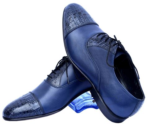 Men's Blue Leather Dress Shoes at Ruth Leet blog