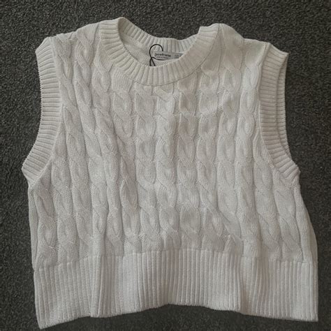 White sweater vest Stradivarius bought from asos... - Depop