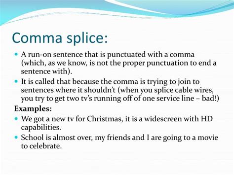 Image result for Comma Splice Error Examples