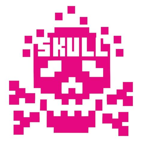 Design de camiseta de caveira de pixel de sinal digital | Vetor Premium