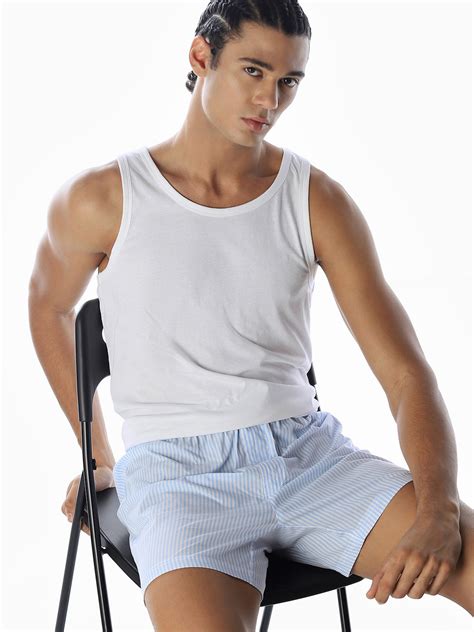 Light Blue Striped Cotton Boxers