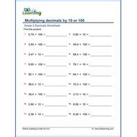 NDLI: Multiplying decimals by 10 or 100