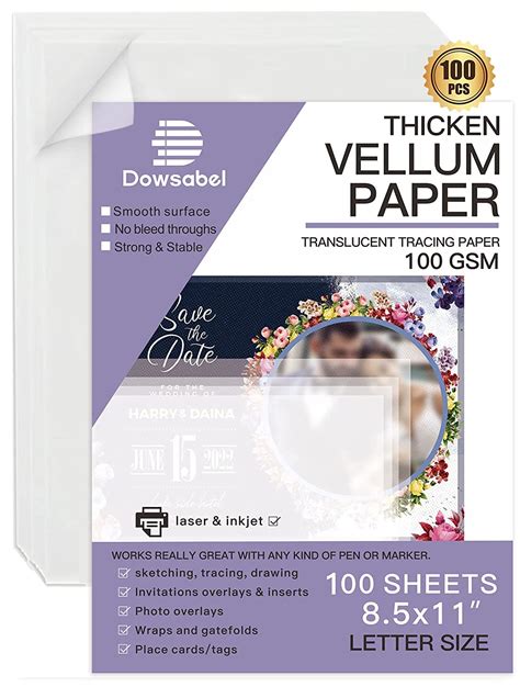 Translucent Vellum Paper, Dowsabel 68LBS 8.5 x 11 inches Printable ...