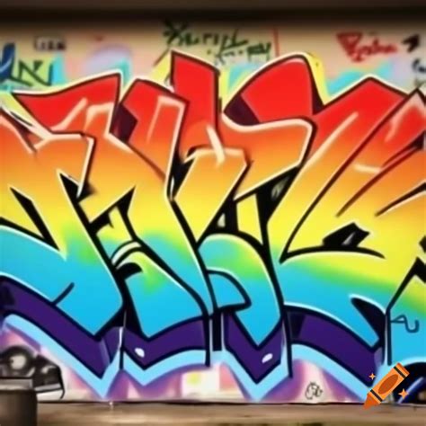 A vibrant wall covered in colorful, detailed graffiti art, with spray ...