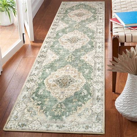 Amazon.com: MUJOO Hallway Runner Rug 2'x8' Green Long Rug Runners Boho ...