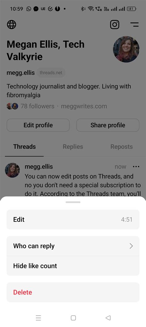 Image result for Threads Edit Button