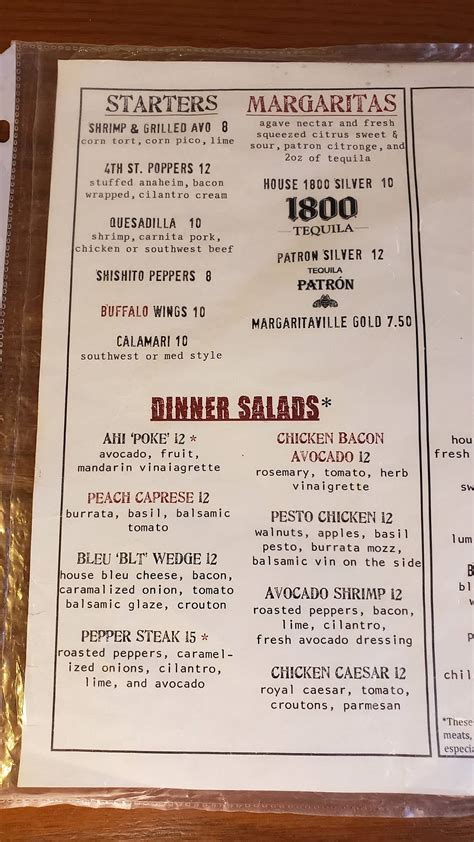 Menu at 4th & Main Downtown Grille pub & bar, Wray