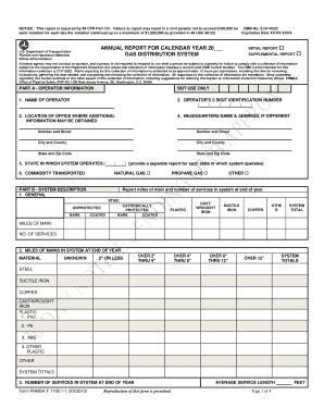 Fillable Online phmsa dot Gas Distribution System Annual Report Form ...