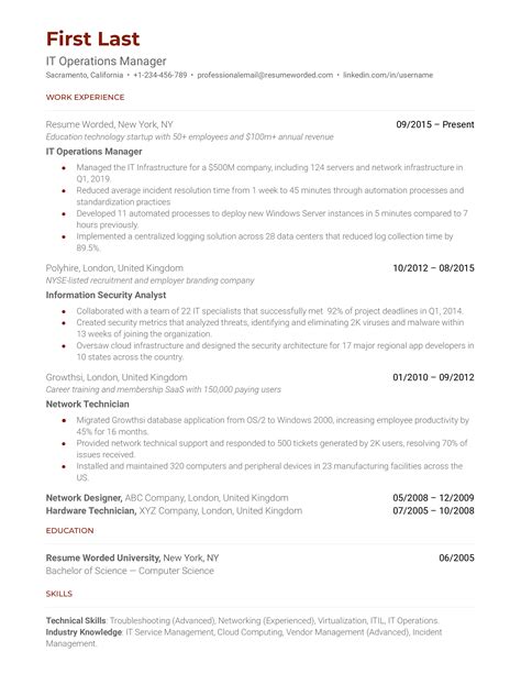 Image result for Operations Project Manager CV