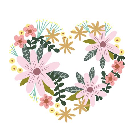 Watercolor Valentines Day floral heart shape with colorful flower ...