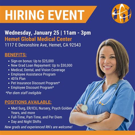 Hemet Global Medical Center is hiring!🏥 Join us on Wednesday, January ...
