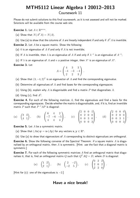 Image result for Linear Matrix Exercise